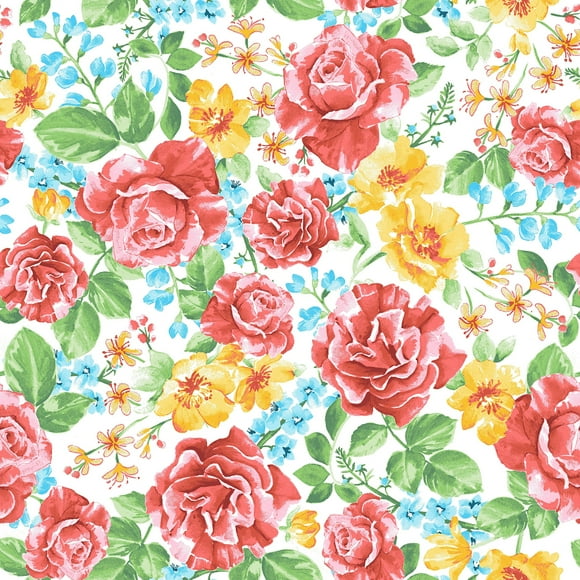 Stitch & Sparkle Fabrics, Watercolor Floral, Large Watercolor Flowers Cotton Fabrics, Quilt, Crafts, Sewing, Cut by The Yard, 44 Inches (SSWF001)