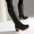 thumbnail image 4 of Women Round Toe Warm Knee High Boots Plus Size Mid Heel Quilted Fabric Tall Boots Non Slip Outsole for Fall Winter Commuting Travel Black, 4 of 7