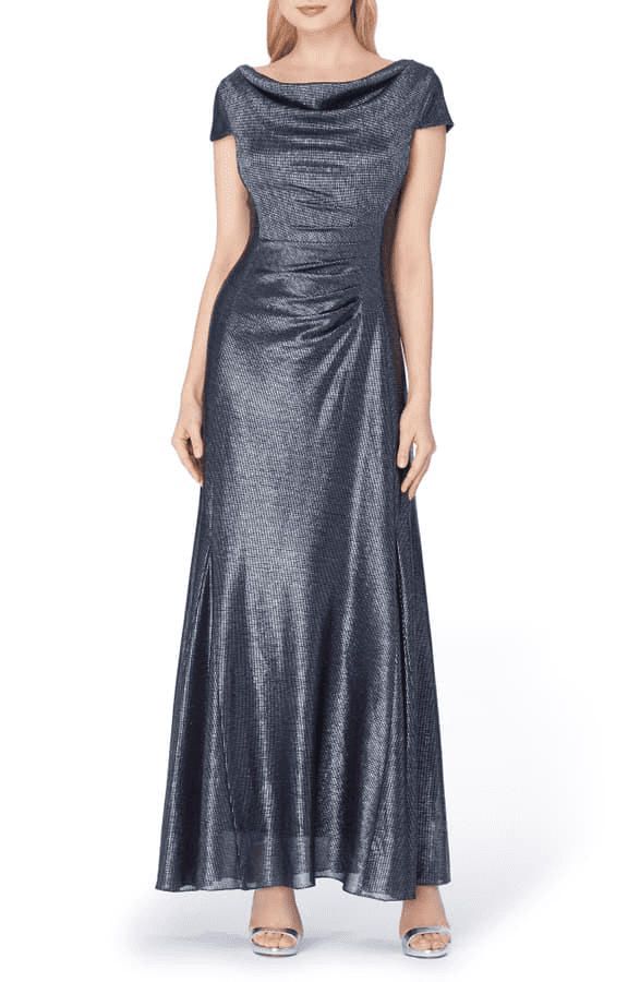 Tahari ASL NAVY BLUE Metallic Foil Cap 