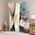 thumbnail image 3 of Homewish Vintage Tree Of Life Blackout Curtains,Retro Botanical Curtains Pack of 2 (42x84 Each),Cream, 3 of 6