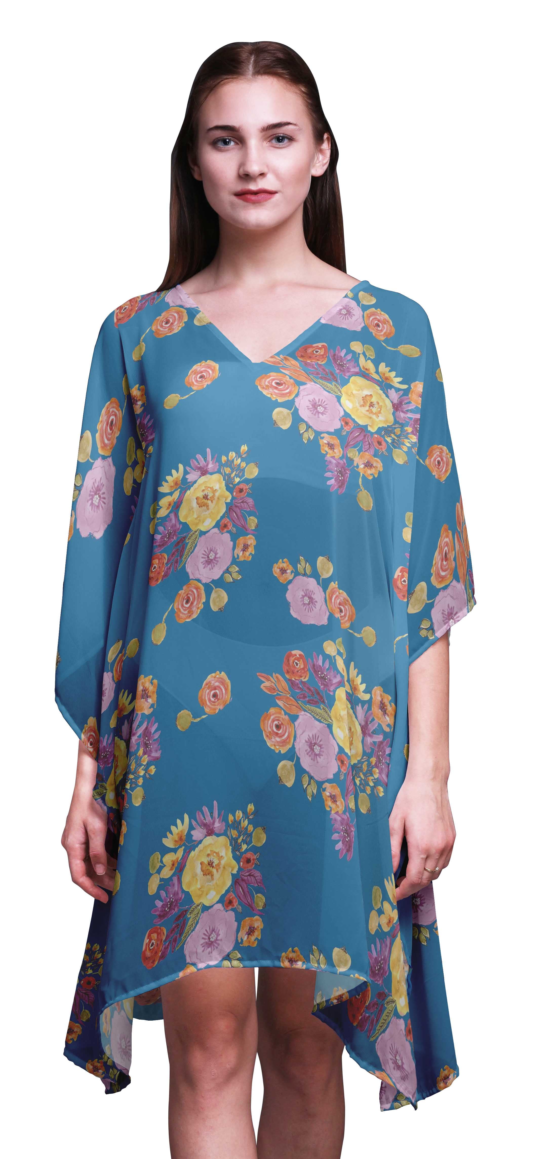 Bimba Flower Short Caftan Midi Dress Beach Swimwear Cover up WomensÂ ...