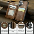 thumbnail image 5 of Mantto Case for iPhone 16 with Card Holder, Retro PU Leather RFID Blocking Credit Card Slots Double Magnetic Clasp Flip Kickstand Shockproof Phone Cover for iPhone 16,Brown, 5 of 9