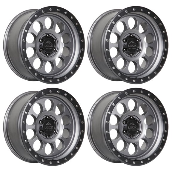 Lock Off-Road 50CAL 20X9 6X139.7 -12mm Matte Grey Wheel Rim 20" Inch (SET OF 4)