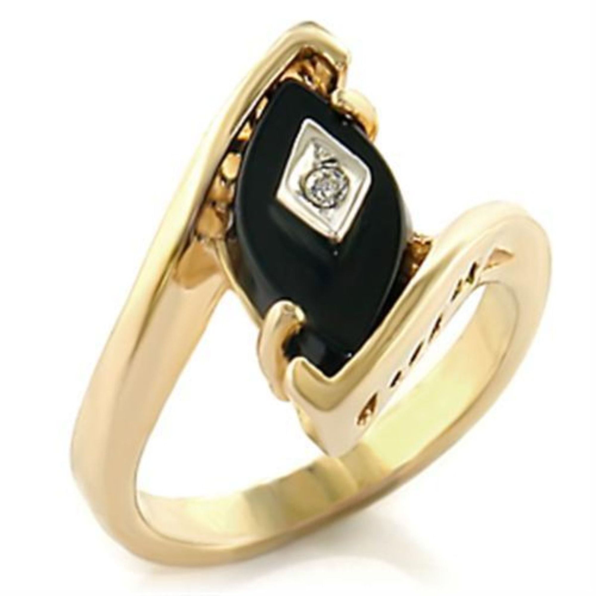 Luxe Jewelry Designs Womens Gold Plated Ring With Semi Precious Jet