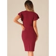 thumbnail image 3 of DARING DIVA Elegant V Neck Bodycon Dress XS Dark Red, 3 of 5