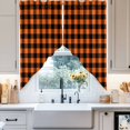 thumbnail image 4 of Rustic Orange Swag Valances for Windows 2 Pack and Black Buffalo Plaid Swag Kitchen Curtains 36 Inches Long Rod Pocket Short Window Treatment for Kitchen Bathroom 28"x36", 4 of 8