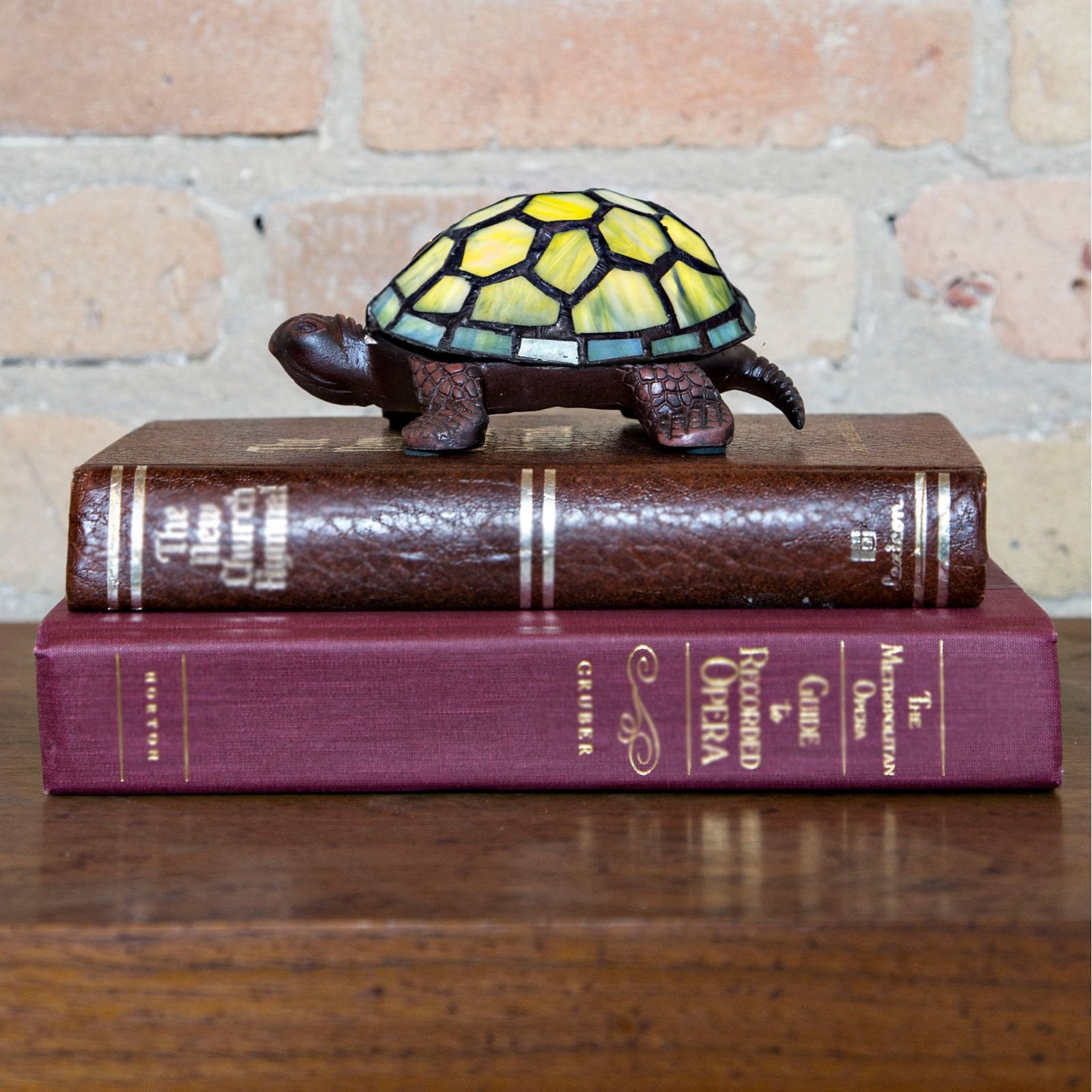 River Of Goods 2 5 Stained Glass Yellow Turtle Led Wireless Table Lamp s Walmart Com