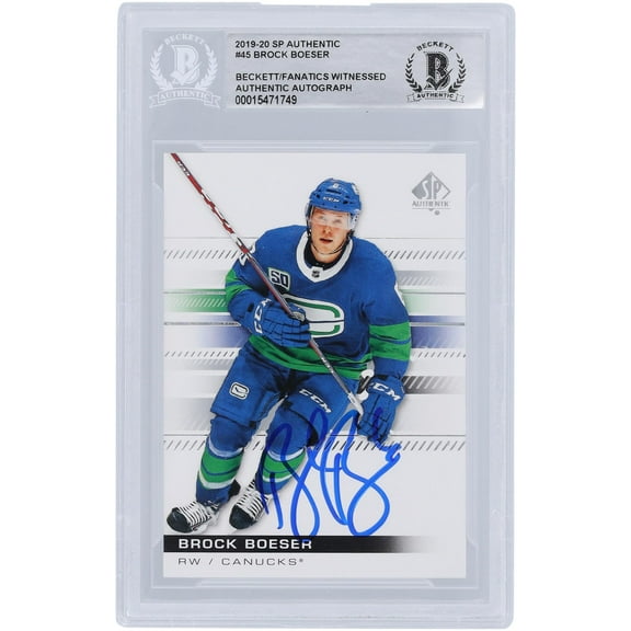 Brock Boeser Vancouver Canucks Autographed 2019-20 Upper Deck SP Authentic #45 Beckett Fanatics Witnessed Authenticated Card - Fanatics Authentic Certified