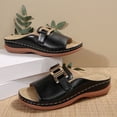 thumbnail image 7 of USSUMA Womens House Slippers Women's Fashion Casual Summer New Buckle Wedge Heel Open Toe Metal Buckle Fish Mouth Beach Sandals Women's Waterproof Shower Slides Clearance Sales, 7 of 7