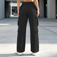 thumbnail image 6 of Zynoxe Women's Cargo Sweatpants Elastic Waist Drawstring Sweatpants for Women Loose Solid Color Wide Leg Pants Trendy Streetwear Casual Trousers with Mulit Pockets L, 6 of 7