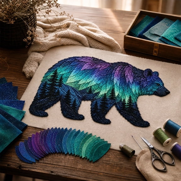 Wildlife DIY Patchwork Kit, Fabric Sewing Kit for Adults, Handmade Wall Decor, Relaxing Art Activity, Nature Lover Gift