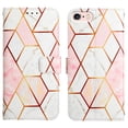 thumbnail image 2 of Allytech iPhone SE 2022 Case iPhone SE 3rd 2nd Gen Case, Slim Folio Flip Cover Kickstand Shockproof Protection Cards Slots Hand Wrist Wallet Case for Apple iPhone 8/7 SE 2020- Grid Marble, 2 of 7