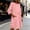 Pink, variant on FEIIBMOYRIA Women Round Neck Dresses Women's Cotton-Linen Blend Long Sleeve Midi Dresses Gathered 3/4 Sleeves High Waist Loose Comfy A‑Line Daily Outwear Dresses