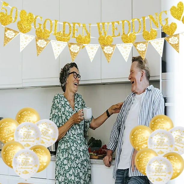 50th Wedding Anniversary Decoration Set, Golden Wedding Decorations, 50th  Anniversary Wedding Golden Banner, Balloons, Bunting, 50th Anniversary  Party Supplies - Walmart.ca