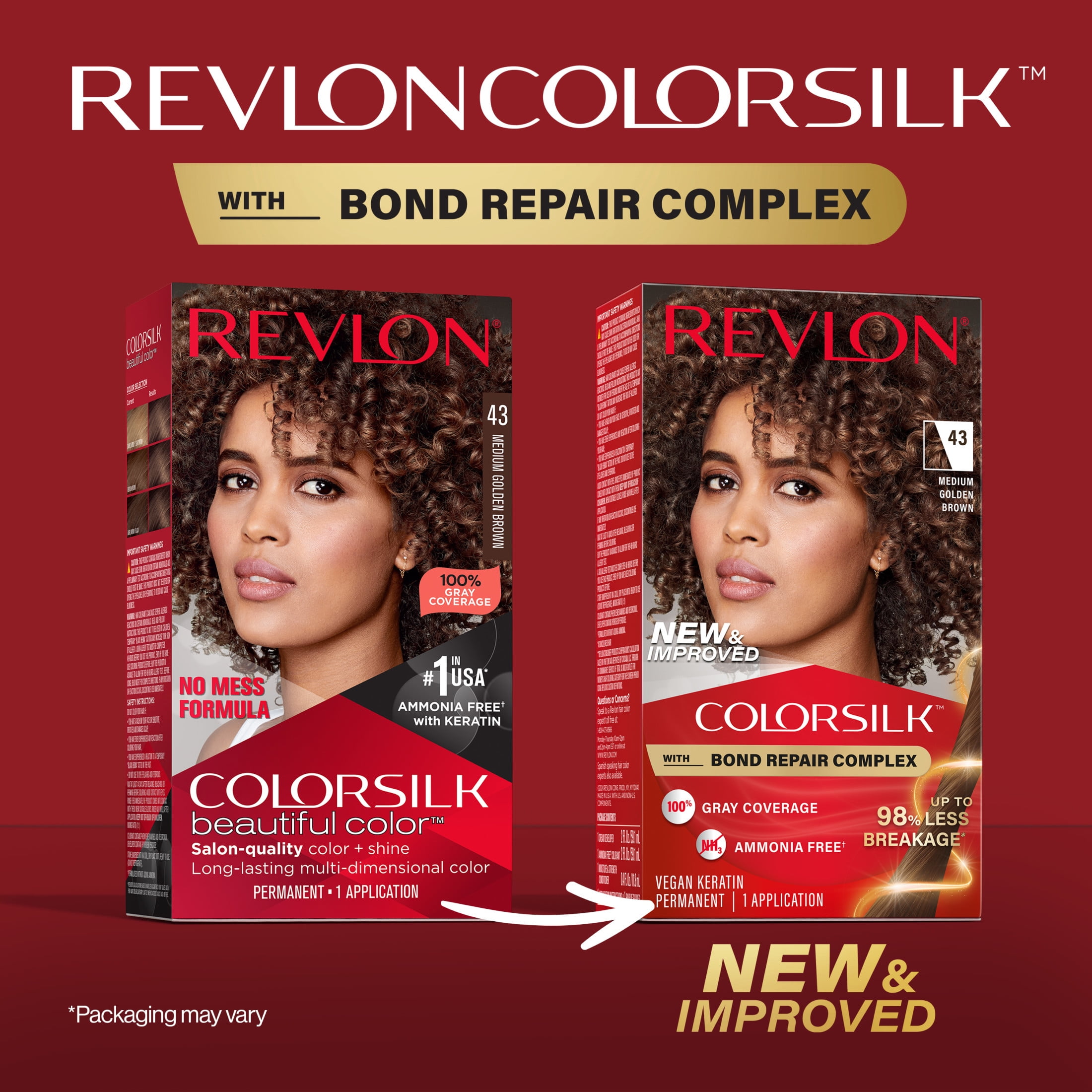 Revlon ColorSilk Permanent Hair Color, Bond Repair Complex, 43 Medium Golden Brown, 1 pack  (图3) Revlon ColorSilk Permanent Hair Color, Bond Repair Complex, 43 Medium Golden Brown, 1 pack  (图3)