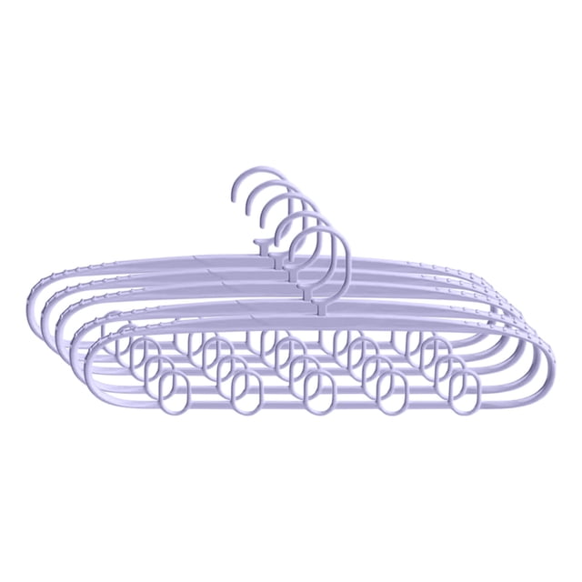 Purple No Slip Hanger 5 Pack With 5 Notches For Straps And Dresses Non Slip Shoulder Design For Closet Organization Metal Construction