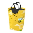 thumbnail image 1 of DouZhe 50L Rectangular Laundry Basket, Yellow Funny Flying Bee Prints Waterproof Foldable Laundry Hamper with Aluminum Handles, 1 of 6