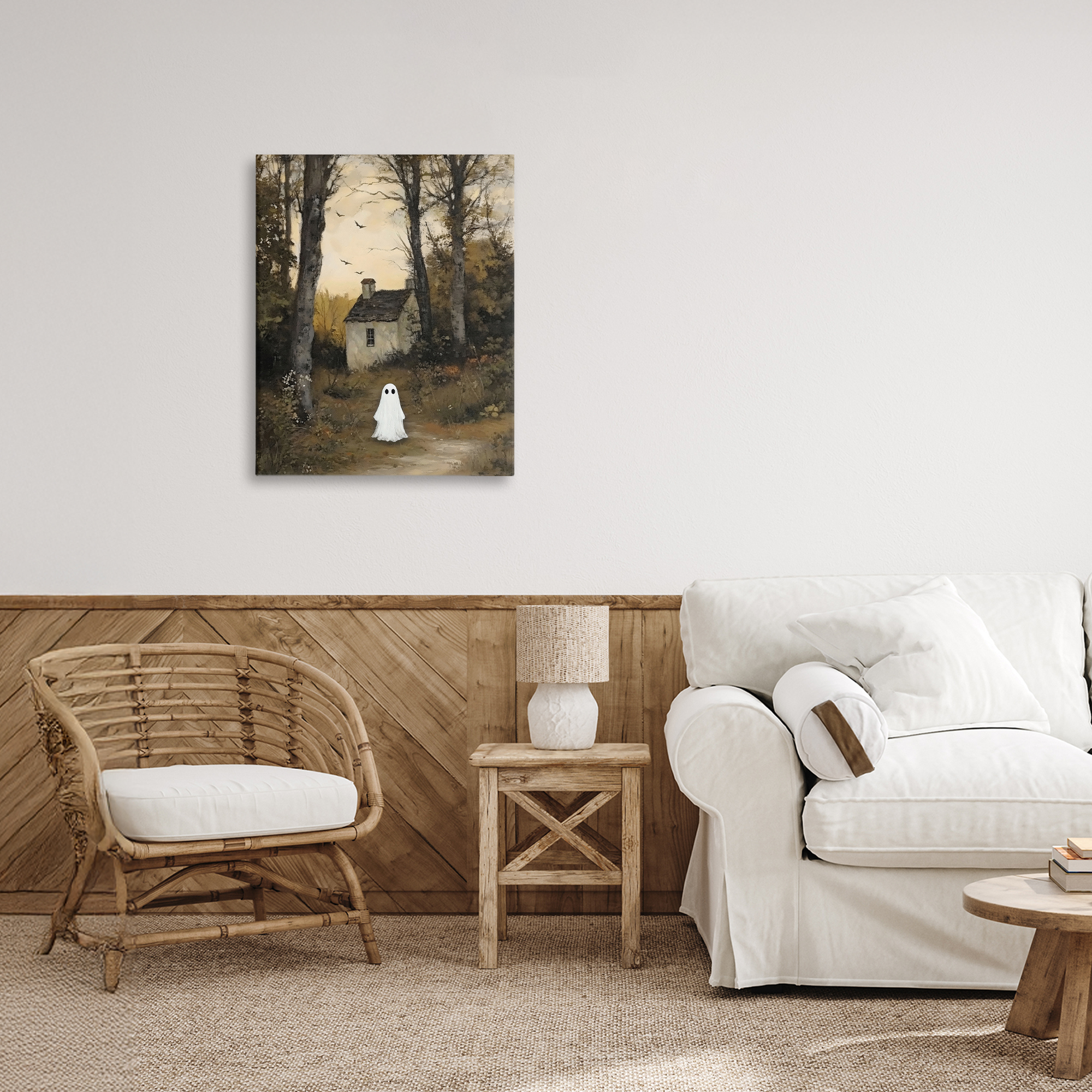 Little Ghost in Cottage Forest Canvas Wall Art, design by Arlington Prints