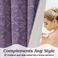 thumbnail image 5 of Inosoo Elegant Purple Floral Print Linen - Look Shower Curtain with Light Pink Flower, Thick & Soft Faux Linen Cloth Bathroom Curtain, 72" W x 72" L, 5 of 10