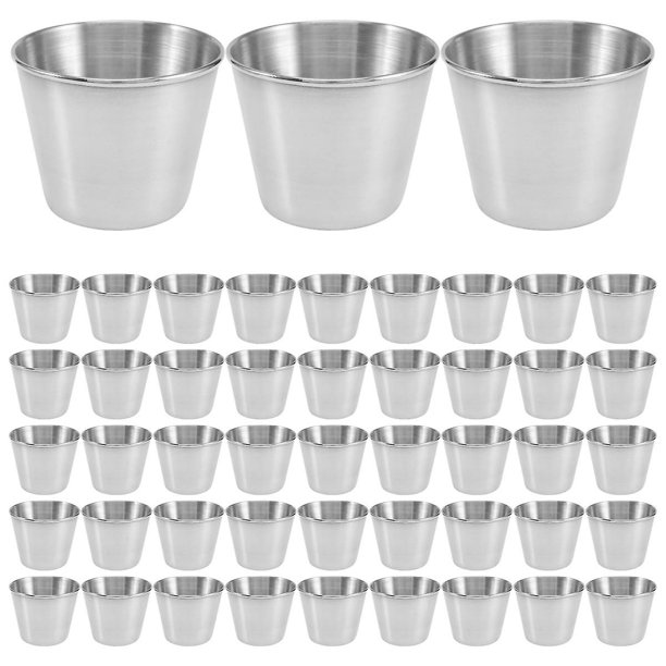 48 paquetes de tazas de salsa de condimentos WEIHJMXG de acero inoxidable de 1.5 oz/45 ml