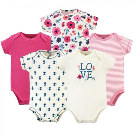 UPC: 0660168668032 | Touched by Nature Baby Girl Organic Cotton Bodysuits 5pk  Garden Floral  0-3 Months