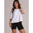 thumbnail image 5 of Women Cropped T-Shirts Drop Shoulder Round Neck Crop Tops Casual Summer Solid Color Basic Tees, 5 of 5