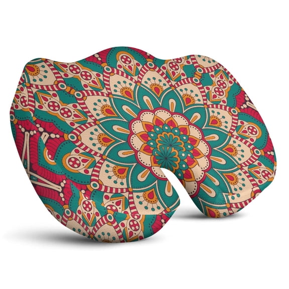 Premium Mandala Pattern Memory Foam Seat Cushion Ergonomic Chair Pad for Office Chair, Car, Airplane & Bleachers Sciatica, Tailbone Hip & Back Pain Relief - Chair Cushion for Long Office Workers.