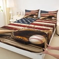 thumbnail image 3 of Castle Fairy Baseball Print Twin Sheet Sets for Kids Teens,Vintage USA Flag Bedding, 3 of 7
