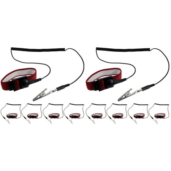FENGGUIQU 10Pcs Anti Static Wristbands with Grounding Wire for Computer Maintenance Electronic Assembly Technicians