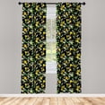 thumbnail image 3 of Ambesonne Tropical Curtains, Flowers Leaves Lemons Art, Pair of 28"x84", Peacock Green Marigold, 3 of 5