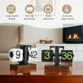 thumbnail image 4 of Flip Desk Clock, Retro Vintage Flip Desk Table Clock, Digital Flip Clock Sided Large Numbers Mechanical Flip Clock Wood Base for Living Room, Study Room and Office（Black）, 4 of 8