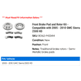 thumbnail image 2 of Front Brake Pad and Rotor Kit - Compatible with 2005 - 2010 GMC Sierra 2500 HD 2006 2007 2008 2009, 2 of 2