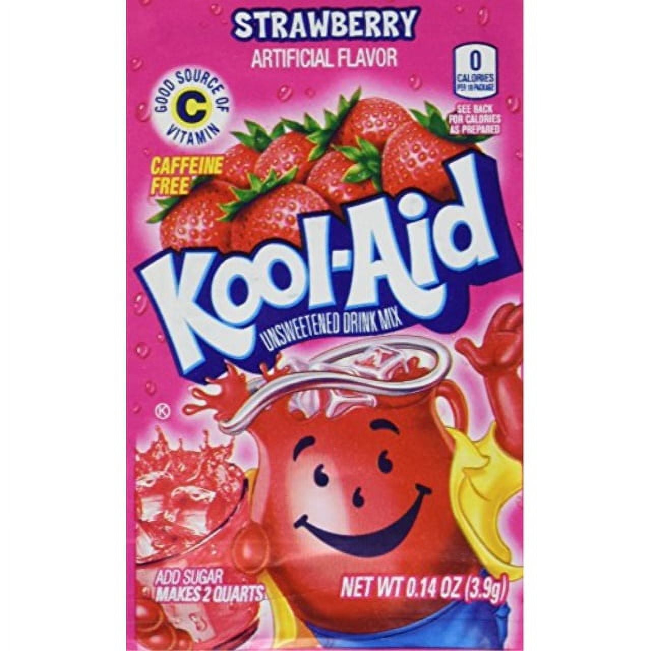 Kool-Aid Strawberry Flavor Drink Mix, Unsweetened, 0.14 Oz, 48