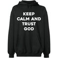 thumbnail image 2 of OXI Hoodie Sweatshirt - Keep Calm And Trust God, Basic Casual Hoodie for Men's and Women Fleece Hoodie Long Sleeve - Dark Heather Large, 2 of 3