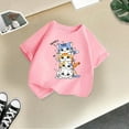 thumbnail image 5 of Toddler Girl Shirts Kid Leisure Graphic Round Neck Short Sleeved Fashion Summer Top Girls Tops Pink 3 Years-4 Years, 5 of 5