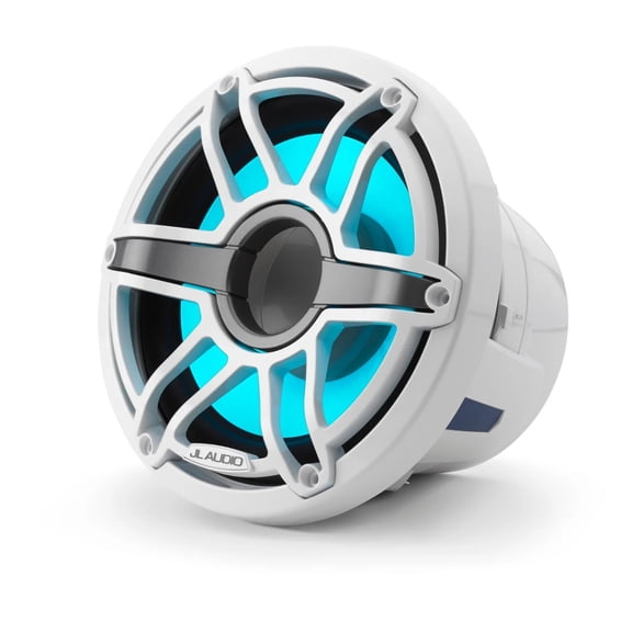 Jl Audio M6 8in Subwoofer With White Sport Grille Infinite Baffle, Rgb Led