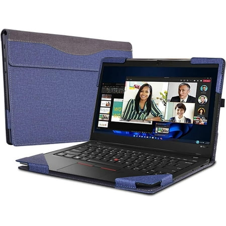 Case for Lenovo ThinkPad X1 Carbon Gen 10 / Gen 9 / Yoga Gen 7 / Yoga Gen 6 14 inch, PU Leather Protective Hard Shell Cover Blue