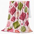 thumbnail image 2 of Scattered Chocolate Bars Strawberry Treats Sweetheart Pattern, Cozy Friendship Quote Scene, Warm Flannel Blanket for Living Room and Reading Nook, Art Lovers Friendship Gift, Artistic Home Decor, 2 of 9