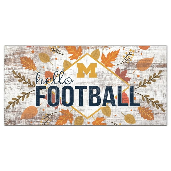 White Michigan Wolverines 6'' x 12'' Hello Football Wall Art