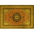 thumbnail image 1 of Ahgly Company Machine Washable Indoor Rectangle Medallion Yellow Traditional Area Rugs, 2' x 5', 1 of 4