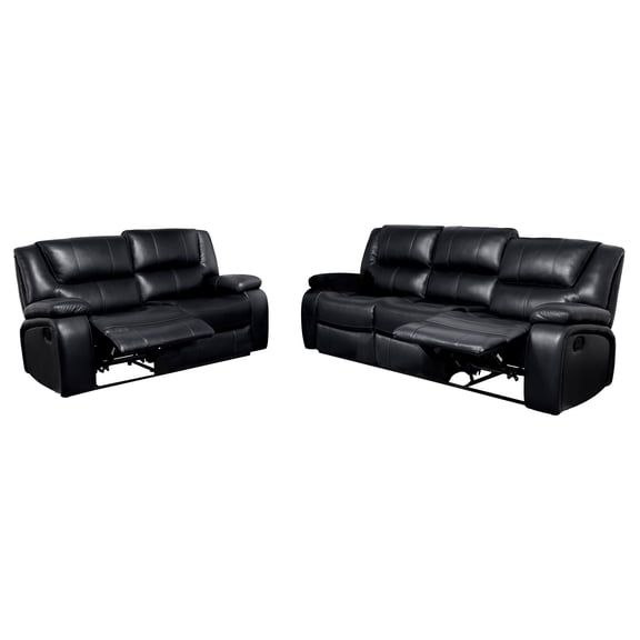 Camila 2-piece Upholstered Motion Reclining Sofa Set Black