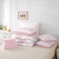 thumbnail image 5 of Manfei Natural Plant Floral Twin Bedding Sets 7pcs,Boho Print Bedding Comforter Set 7pcs,Pink White Sheet Sets,Super Cozy Room Decoration Reversible, 5 of 7