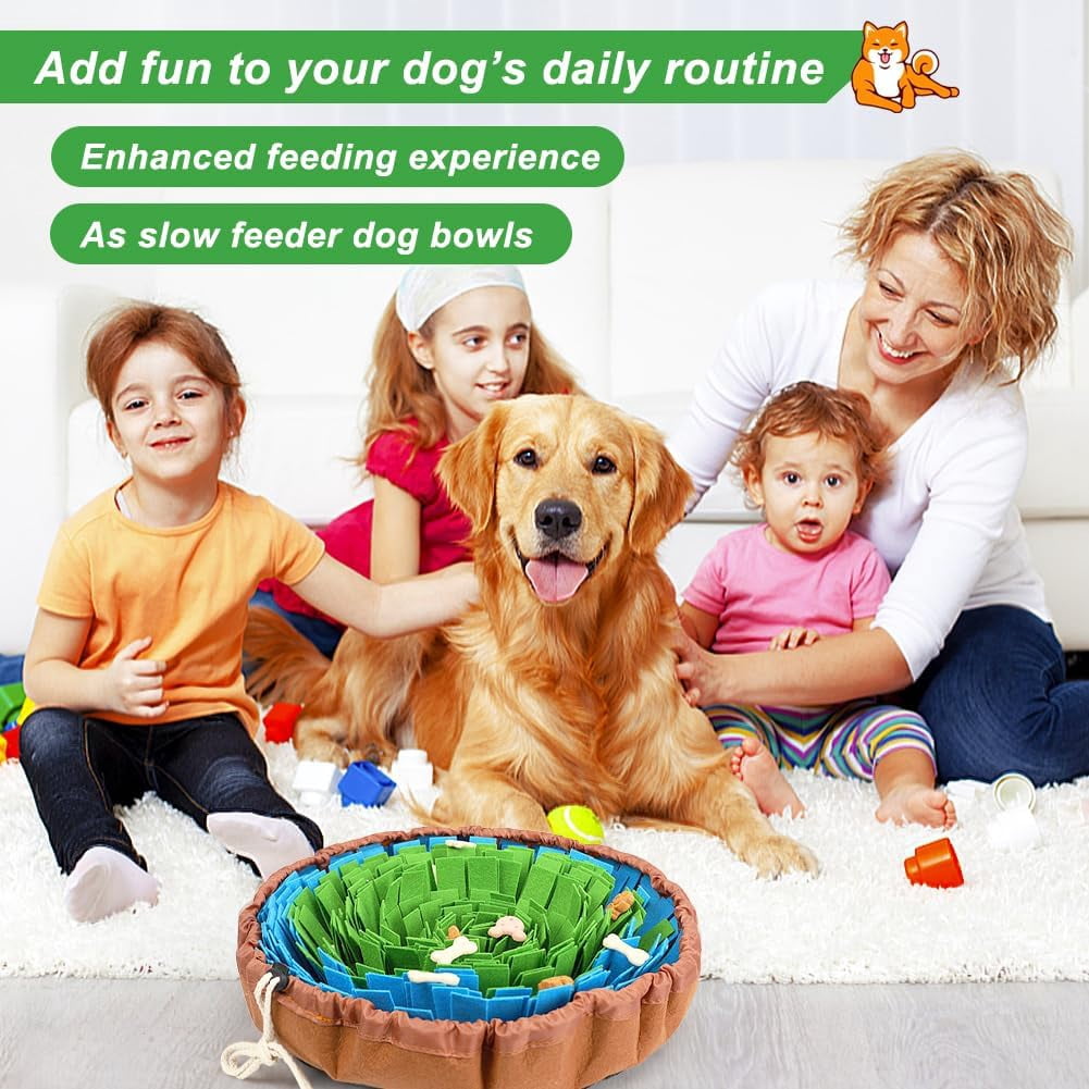 Snuffle Mat for Dogs, Adjustable Nosework Mat for Small, Medium & Large Dogs, Interactive Dog Enrichment Toy for Mental Stimulation & Slow Feeding (Green & Blue)