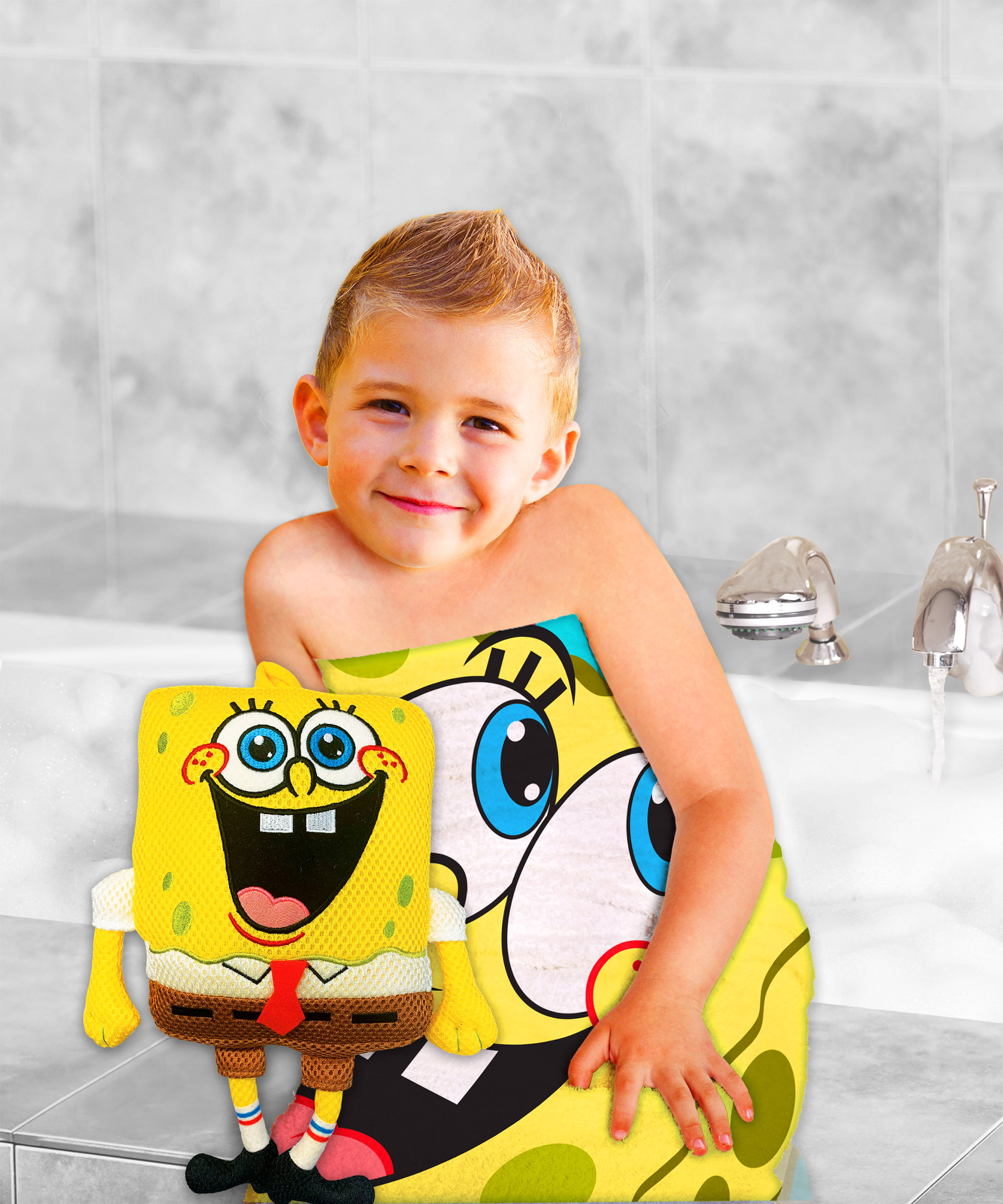SpongeBob Squarepants Bath Towel Washcloth Set 2 Piece Nickelodeon 