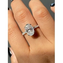 solitaire jewels 3.75CT Oval Moissanite Hidden Halo Engagement Ring For Women, 14K Yellow Gold