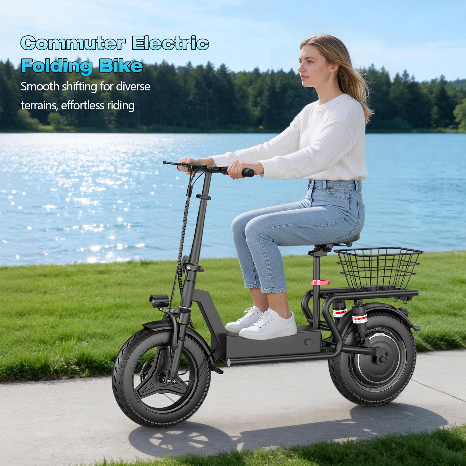 AZHAR 1000W Electric Scooter with Seat for Adults, 25 MPH, 45 Miles, 48V 15Ah, 14" Tire, UL 2272