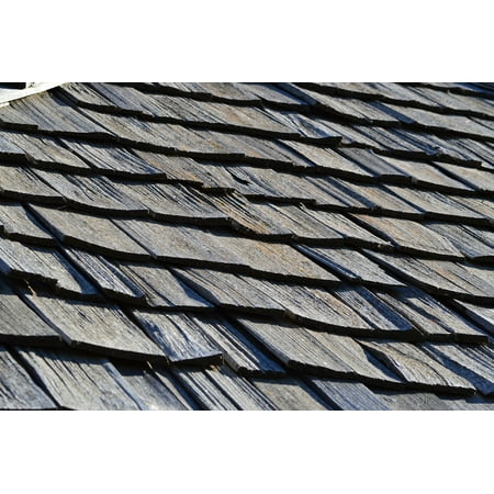 Canvas Print Wood House Shingles Roof Roofing Wooden Rooftop Stretched Canvas 10 x