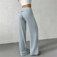thumbnail image 6 of PBFRDSJ Women's Black Striped Wide Leg Pants Textured Elastic Waist Casual Lounge Trousers Lightweight Comfy Stretchy Loose Pants, 6 of 6