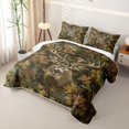 thumbnail image 3 of Castle Fairy Vintage Fall Maple Surround Deer Bed Spread Queen for Boys,Mixed Tone Autumn Leaf Woodland Queen Coverlet Set,Brown Olive Cream, 3 of 7
