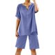 thumbnail image 1 of Conjuntos de 2 piezas para mujer: blusa de pierna ancha y pantalones elásticos, camisa informal de manga corta, ropa urbana de moda para el verano, 1 of 6